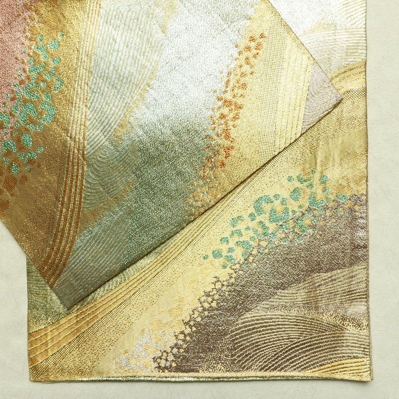 袋帯 六通柄 正絹 流水・波柄 入学式 卒業式 結婚式 金・銀_画像14