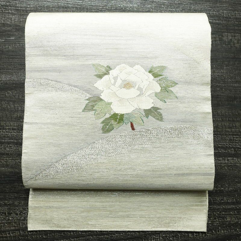 袋帯 太鼓柄 良品 フォーマル用 正絹 花柄 金糸 銀糸 帯 白_画像1