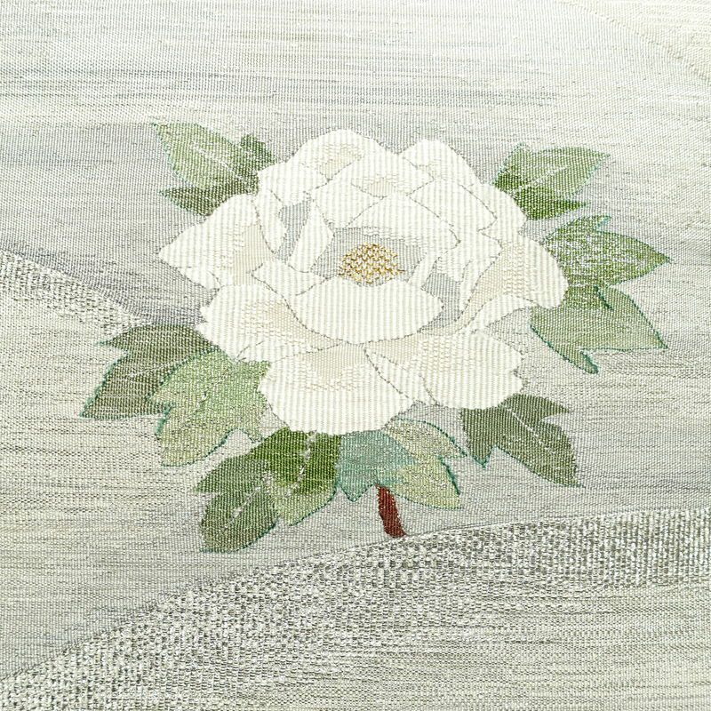 袋帯 太鼓柄 良品 フォーマル用 正絹 花柄 金糸 銀糸 帯 白_画像2