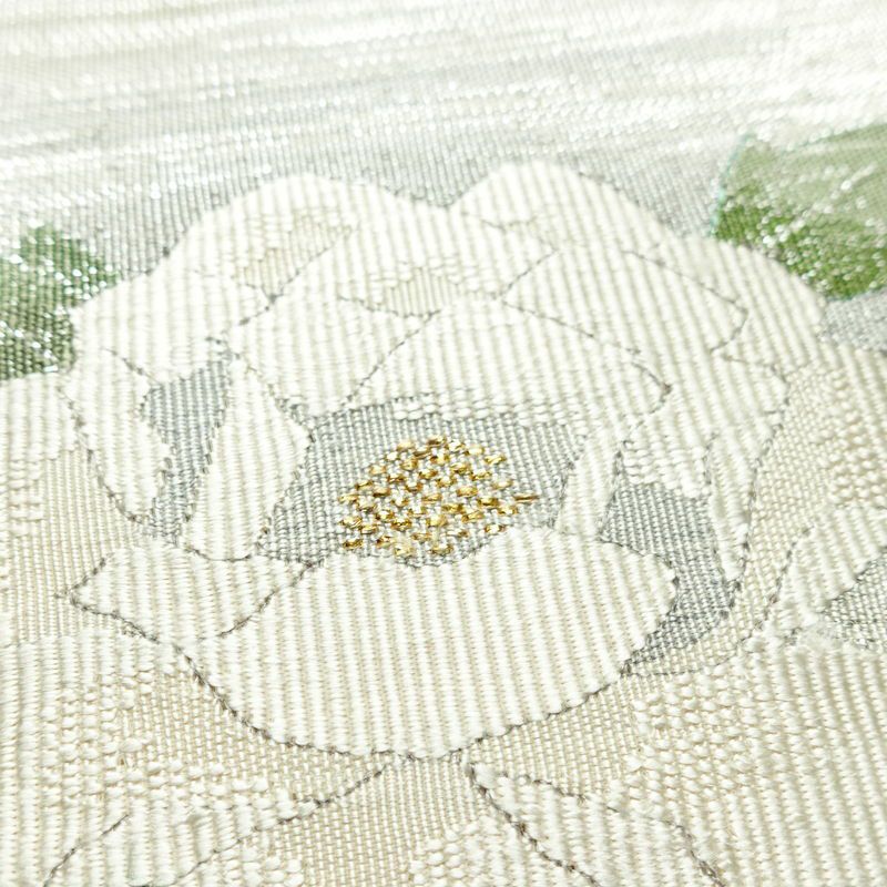 袋帯 太鼓柄 良品 フォーマル用 正絹 花柄 金糸 銀糸 帯 白_画像4
