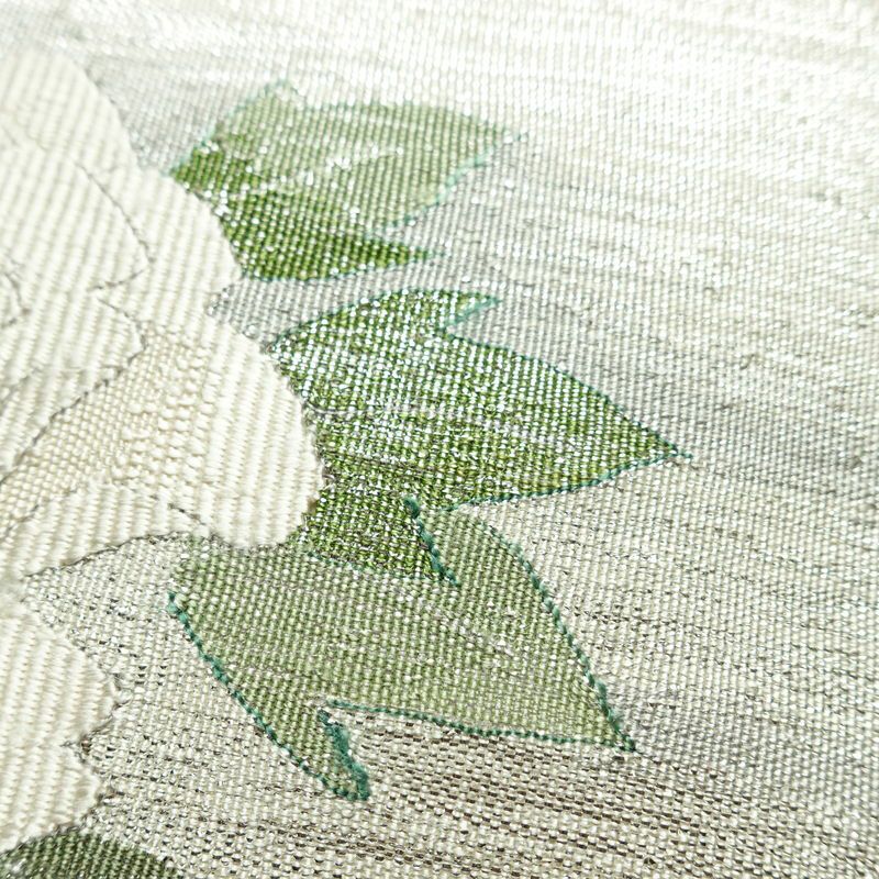 袋帯 太鼓柄 良品 フォーマル用 正絹 花柄 金糸 銀糸 帯 白_画像5