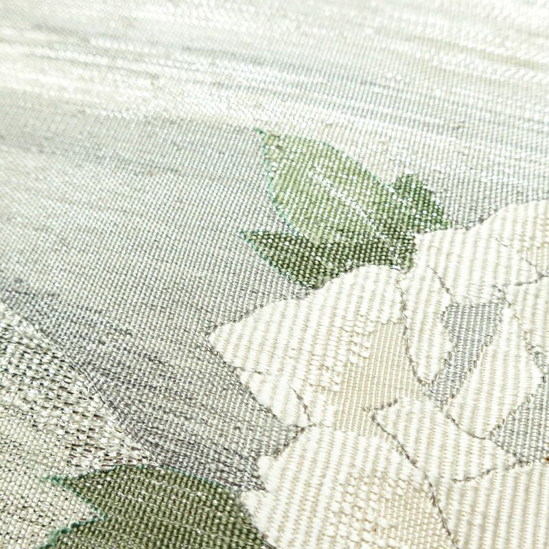 袋帯 太鼓柄 良品 フォーマル用 正絹 花柄 金糸 銀糸 帯 白_画像6