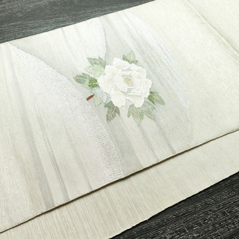 袋帯 太鼓柄 良品 フォーマル用 正絹 花柄 金糸 銀糸 帯 白_画像12