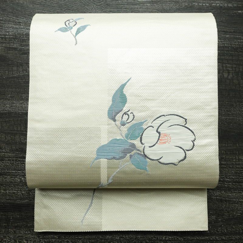 袋帯 大内つづれ 六通柄 フォーマル用 正絹 花柄 帯 卒業式 白_画像1