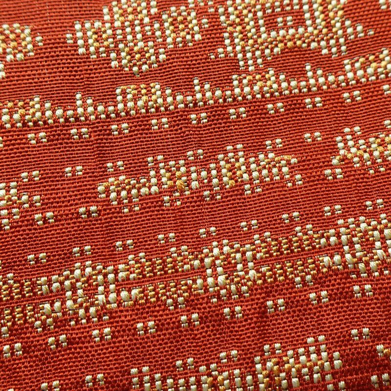 名古屋帯 全通柄 正絹 幾何学柄・抽象柄 名古屋仕立て 帯 橙_画像4