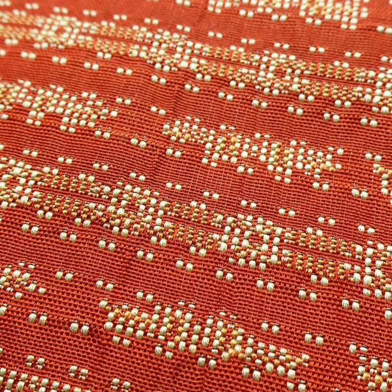 名古屋帯 全通柄 正絹 幾何学柄・抽象柄 名古屋仕立て 帯 橙_画像5