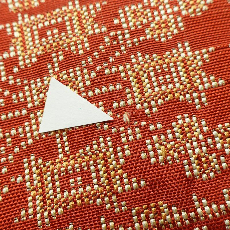 名古屋帯 全通柄 正絹 幾何学柄・抽象柄 名古屋仕立て 帯 橙_画像8