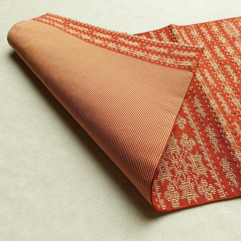 名古屋帯 全通柄 正絹 幾何学柄・抽象柄 名古屋仕立て 帯 橙_画像11