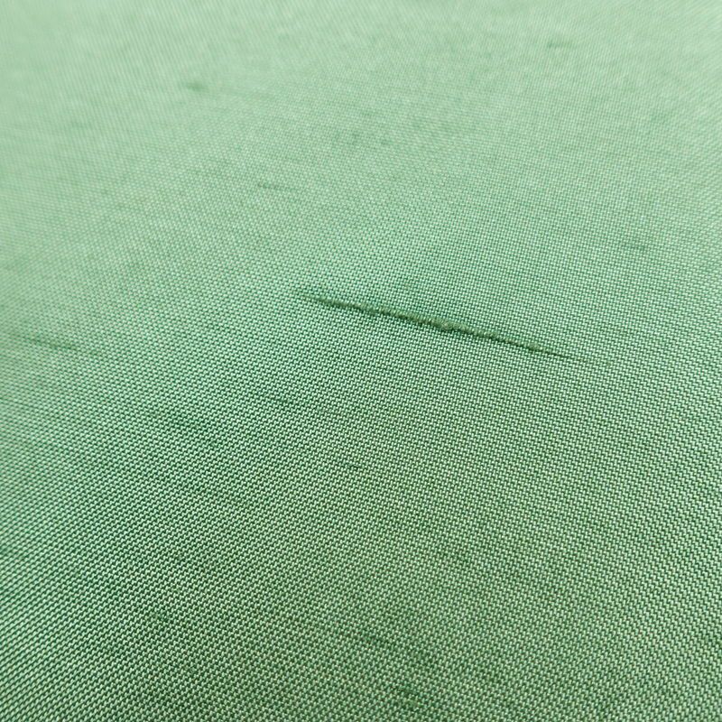 名古屋帯 全通柄 良品 正絹 無地 名古屋仕立て 帯 紬地 緑・うぐいす色_画像3