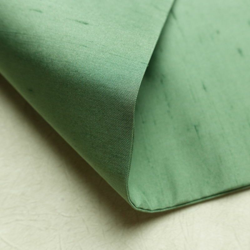 名古屋帯 全通柄 良品 正絹 無地 名古屋仕立て 帯 紬地 緑・うぐいす色_画像10