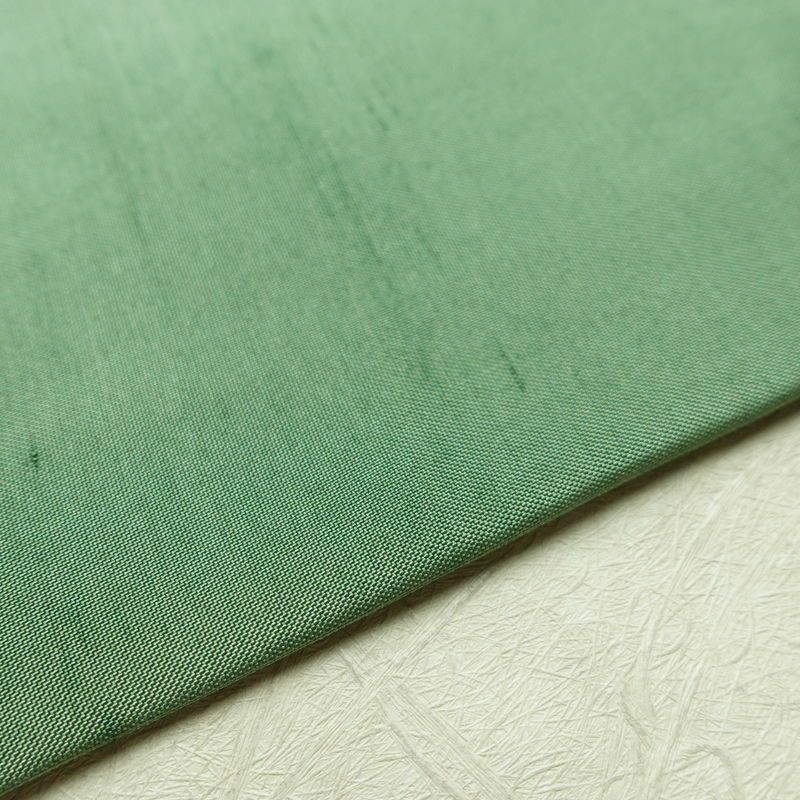 名古屋帯 全通柄 良品 正絹 無地 名古屋仕立て 帯 紬地 緑・うぐいす色_画像12