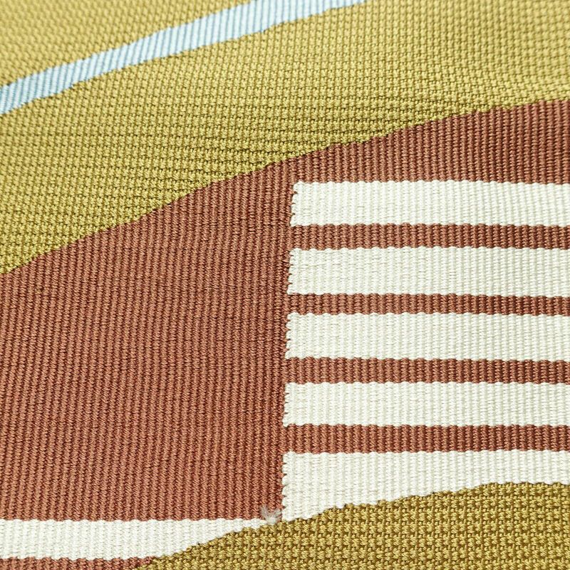 名古屋帯 太鼓柄 良品 正絹 幾何学柄・抽象柄 松葉仕立て 帯 黄・黄土色_画像4