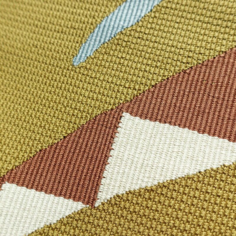 名古屋帯 太鼓柄 良品 正絹 幾何学柄・抽象柄 松葉仕立て 帯 黄・黄土色_画像6