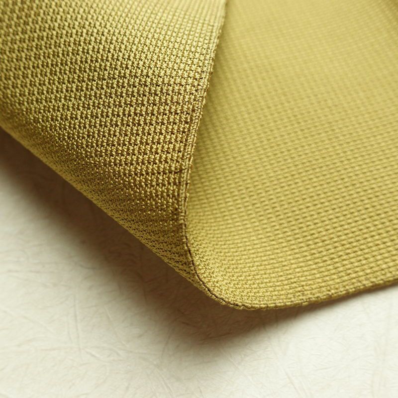 名古屋帯 太鼓柄 良品 正絹 幾何学柄・抽象柄 松葉仕立て 帯 黄・黄土色_画像10