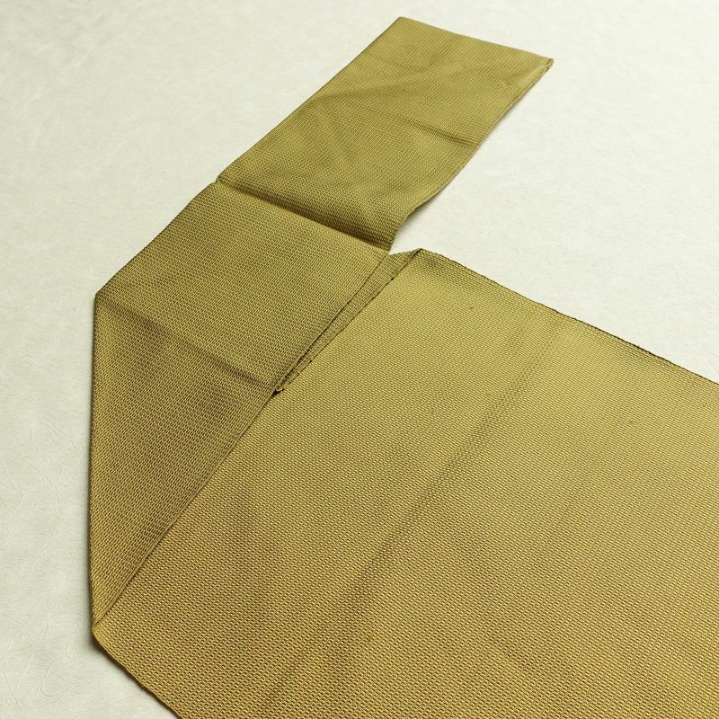 名古屋帯 太鼓柄 良品 正絹 幾何学柄・抽象柄 松葉仕立て 帯 黄・黄土色_画像18