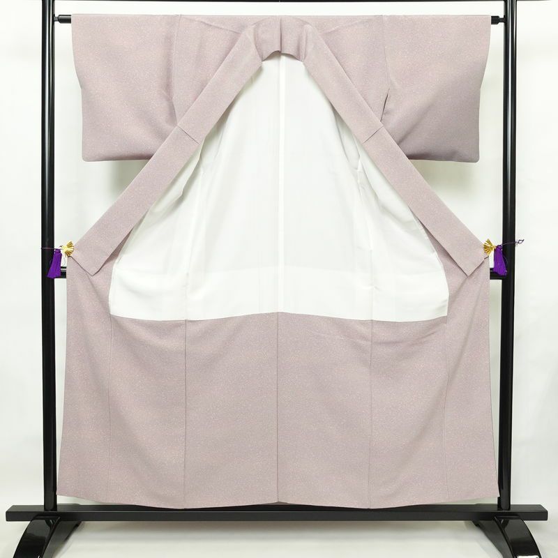 付け下げ 良品 縮緬 正絹 その他の柄 袷仕立て 身丈155cm 裄丈63cm 共八掛 フォーマル 着物 入学式 卒業式 ぼかし 紫・藤色_画像3