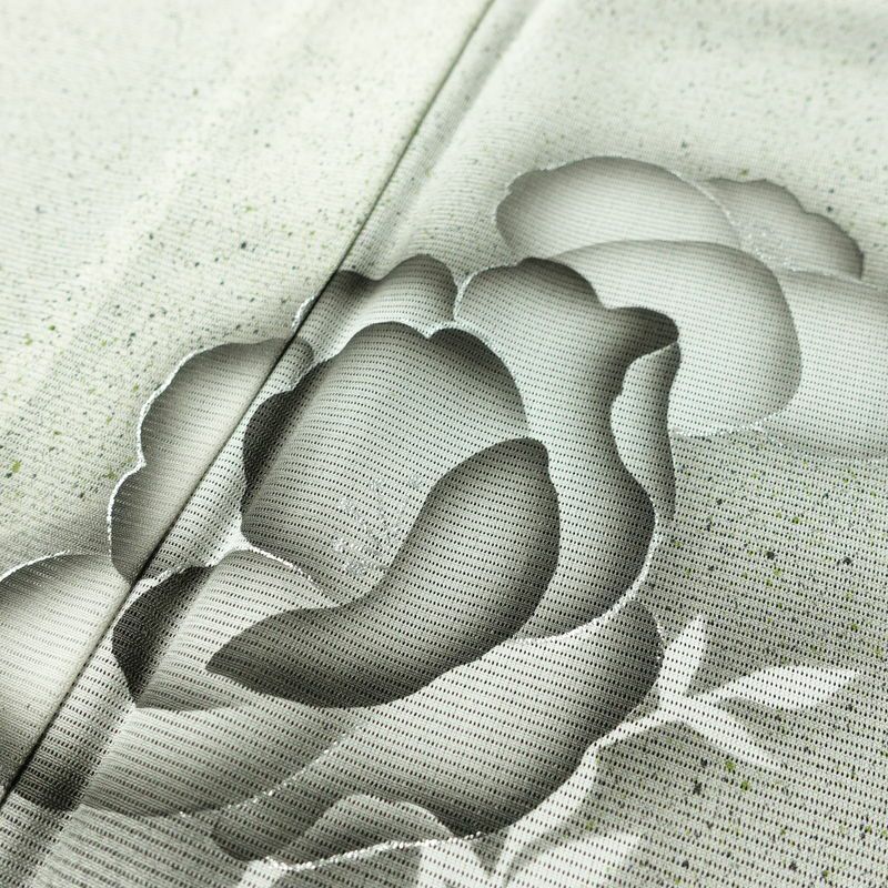 盛夏 付下 しつけ糸付き 正絹 花柄 単衣仕立て 身丈162cm 裄丈67cm 箔 フォーマル 着物 グレー_画像7