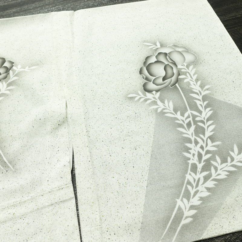 盛夏 付下 しつけ糸付き 正絹 花柄 単衣仕立て 身丈162cm 裄丈67cm 箔 フォーマル 着物 グレー_画像14