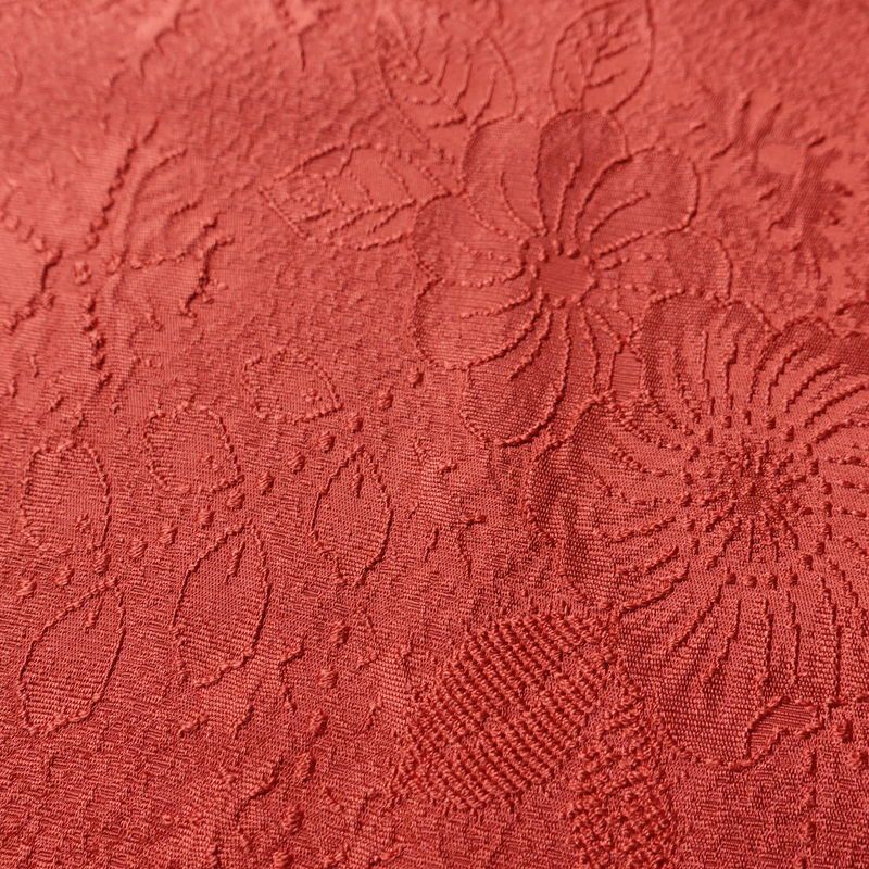 色無地 良品 しつけ糸付き 一つ紋付き 正絹 花柄 袷仕立て 身丈167cm 裄丈69cm フォーマル 着物 お茶会 赤・朱_画像7