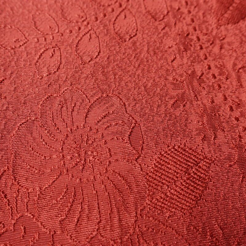 色無地 良品 しつけ糸付き 一つ紋付き 正絹 花柄 袷仕立て 身丈167cm 裄丈69cm フォーマル 着物 お茶会 赤・朱_画像8