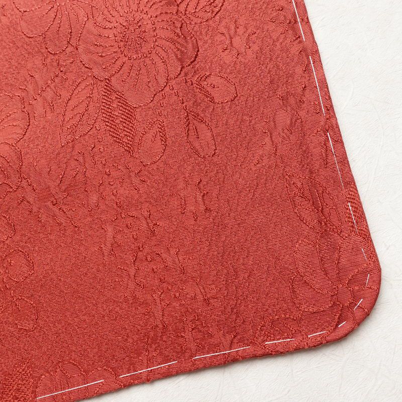 色無地 良品 しつけ糸付き 一つ紋付き 正絹 花柄 袷仕立て 身丈167cm 裄丈69cm フォーマル 着物 お茶会 赤・朱_画像16