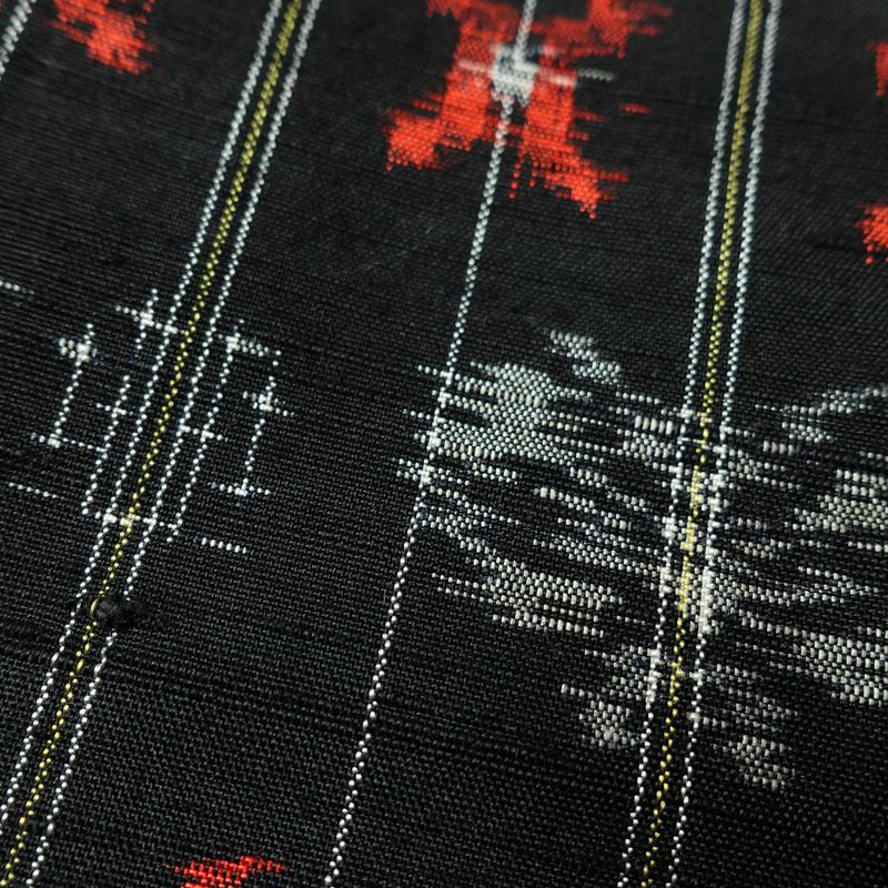 紬 しつけ糸付き 正絹 縞柄・線柄 袷仕立て 身丈166cm 裄丈66.5cm 着物 黒_画像8