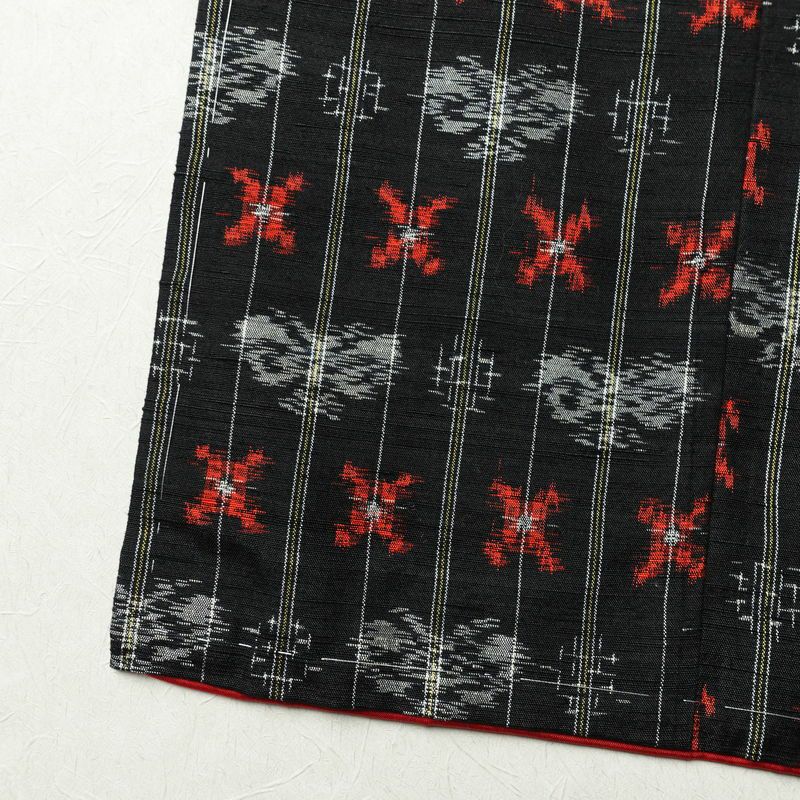 紬 しつけ糸付き 正絹 縞柄・線柄 袷仕立て 身丈166cm 裄丈66.5cm 着物 黒_画像11