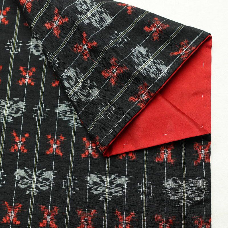 紬 しつけ糸付き 正絹 縞柄・線柄 袷仕立て 身丈166cm 裄丈66.5cm 着物 黒_画像13