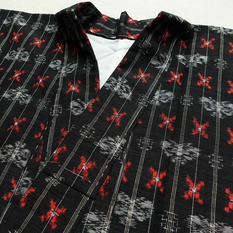 紬 しつけ糸付き 正絹 縞柄・線柄 袷仕立て 身丈166cm 裄丈66.5cm 着物 黒_画像15