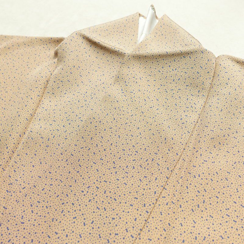 小紋 良品 しつけ糸付き 総柄 正絹 その他の柄 袷仕立て 身丈154.5cm 裄丈63.5cm 柄八掛 着物 ベージュ_画像15