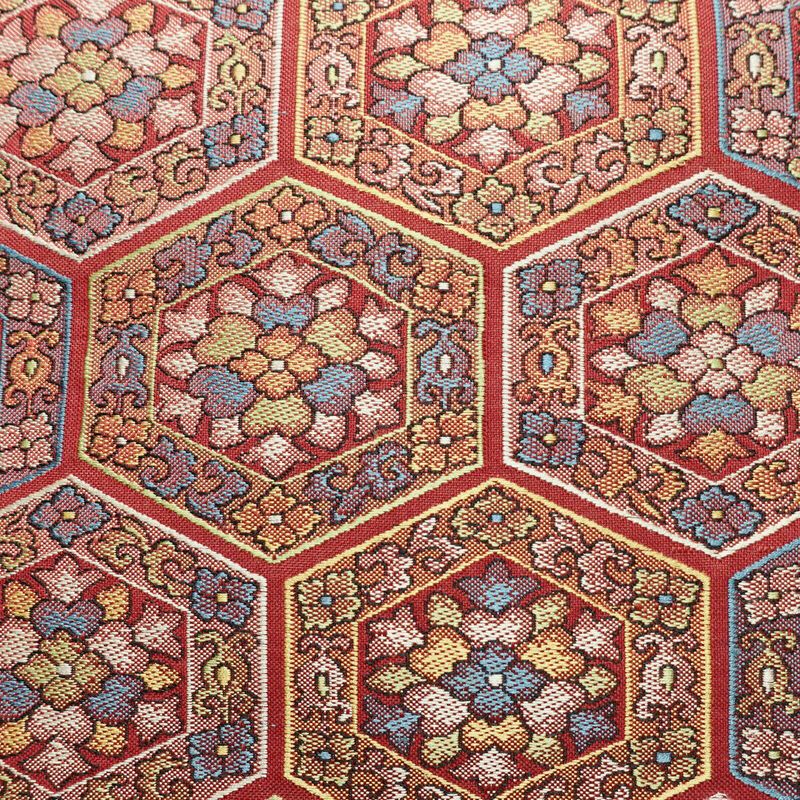 名古屋帯 六通柄 正絹 幾何学柄・抽象柄 名古屋仕立て 赤・朱_画像2