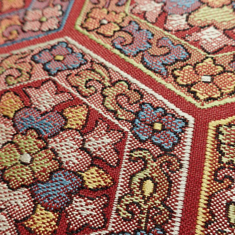 名古屋帯 六通柄 正絹 幾何学柄・抽象柄 名古屋仕立て 赤・朱_画像7