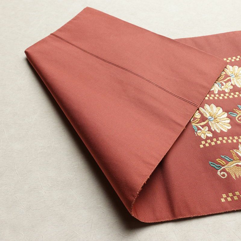 名古屋帯 太鼓柄 正絹 花柄 名古屋仕立て くすみピンク 帯 ピンク_画像8