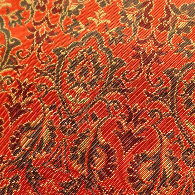 名古屋帯 全通柄 正絹 幾何学柄・抽象柄 通し仕立て 帯 橙_画像3