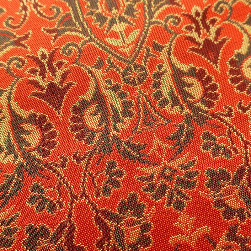 名古屋帯 全通柄 正絹 幾何学柄・抽象柄 通し仕立て 帯 橙_画像4