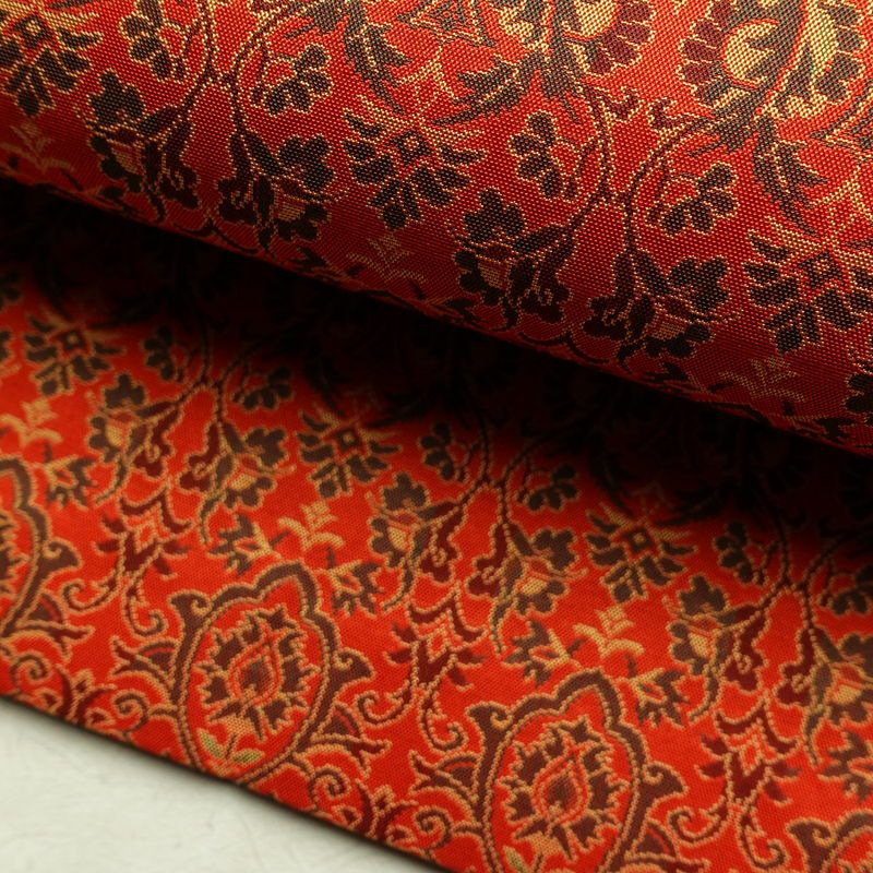 名古屋帯 全通柄 正絹 幾何学柄・抽象柄 通し仕立て 帯 橙_画像5