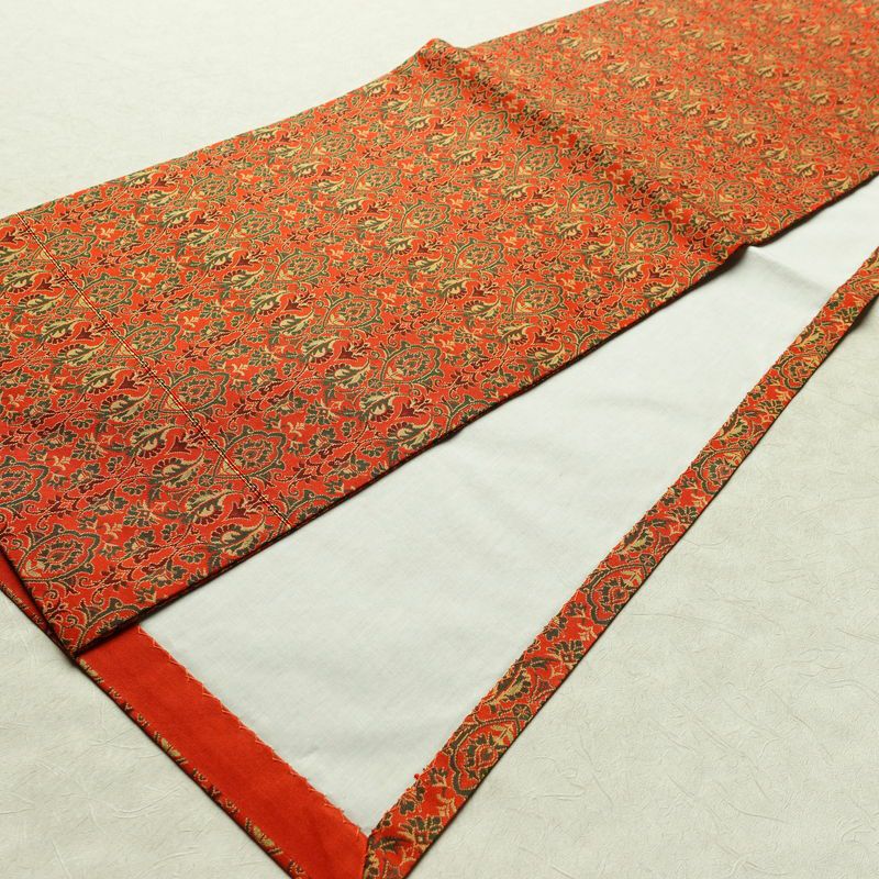 名古屋帯 全通柄 正絹 幾何学柄・抽象柄 通し仕立て 帯 橙_画像6