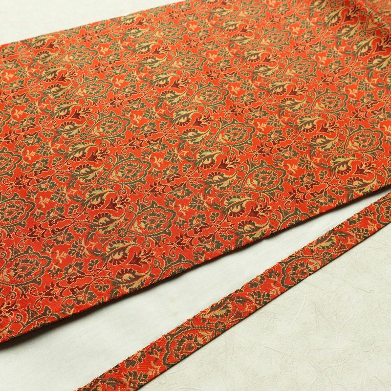 名古屋帯 全通柄 正絹 幾何学柄・抽象柄 通し仕立て 帯 橙_画像11
