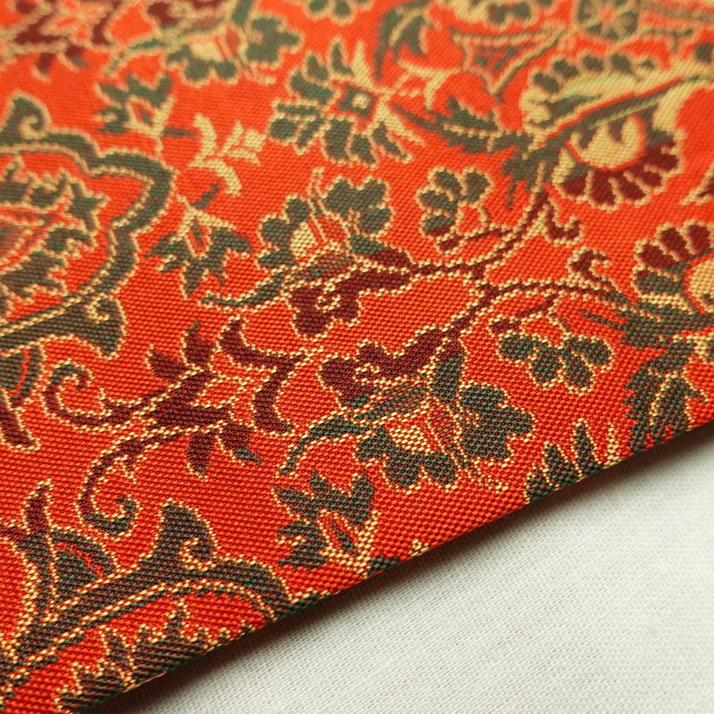 名古屋帯 全通柄 正絹 幾何学柄・抽象柄 通し仕立て 帯 橙_画像12