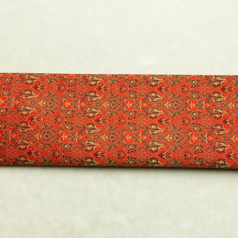 名古屋帯 全通柄 正絹 幾何学柄・抽象柄 通し仕立て 帯 橙_画像14