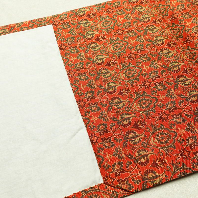 名古屋帯 全通柄 正絹 幾何学柄・抽象柄 通し仕立て 帯 橙_画像16