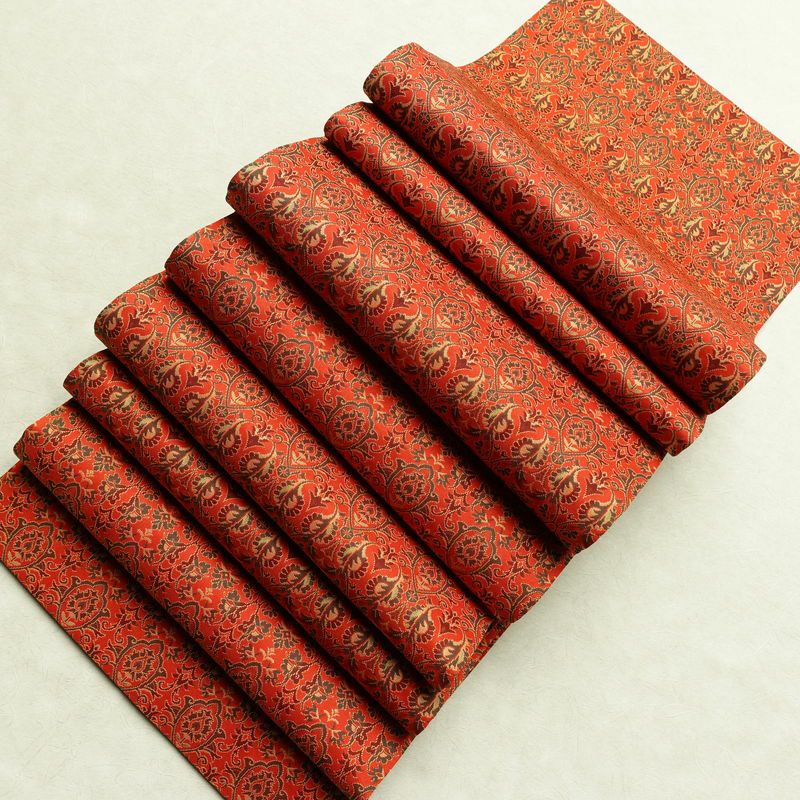 名古屋帯 全通柄 正絹 幾何学柄・抽象柄 通し仕立て 帯 橙_画像21