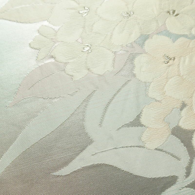 名古屋帯 太鼓柄 良品 正絹 花柄 名古屋仕立て 箔 銀糸 帯 薄ピンク 金・銀_画像3