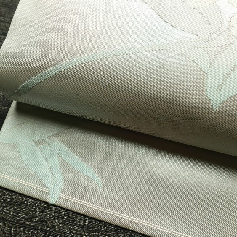 名古屋帯 太鼓柄 良品 正絹 花柄 名古屋仕立て 箔 銀糸 帯 薄ピンク 金・銀_画像8