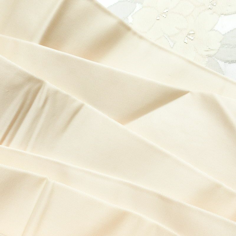 名古屋帯 太鼓柄 良品 正絹 花柄 名古屋仕立て 箔 銀糸 帯 薄ピンク 金・銀_画像18