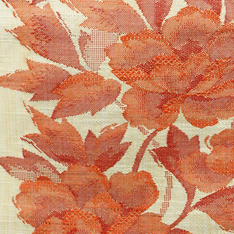 名古屋帯 六通柄 良品 正絹 花柄 通し仕立て 帯 紬地 クリーム_画像2