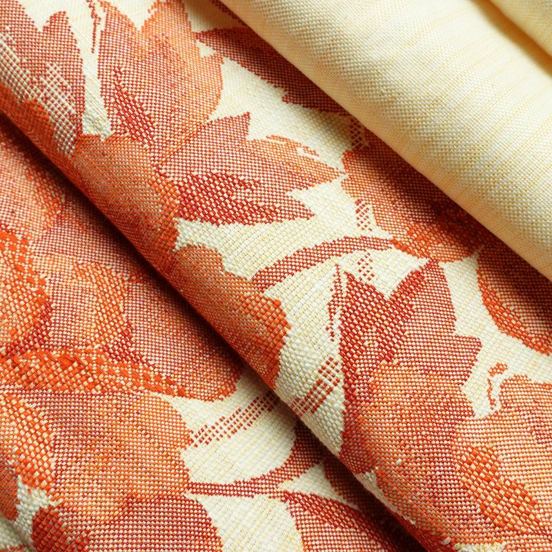 名古屋帯 六通柄 良品 正絹 花柄 通し仕立て 帯 紬地 クリーム_画像21