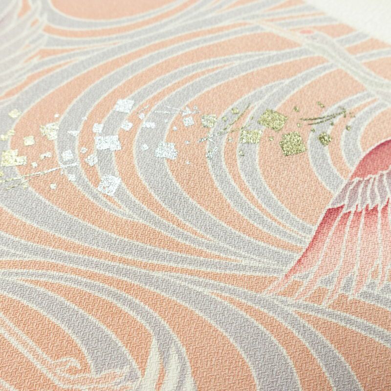 色留袖 しつけ糸付き 金駒刺繍 一つ紋付き 正絹 人物・動物柄 袷仕立て 身丈156.5cm 裄丈68cm 箔 刺繍 共八掛 金彩 フォーマル 着物 結婚式 ピンク_画像12
