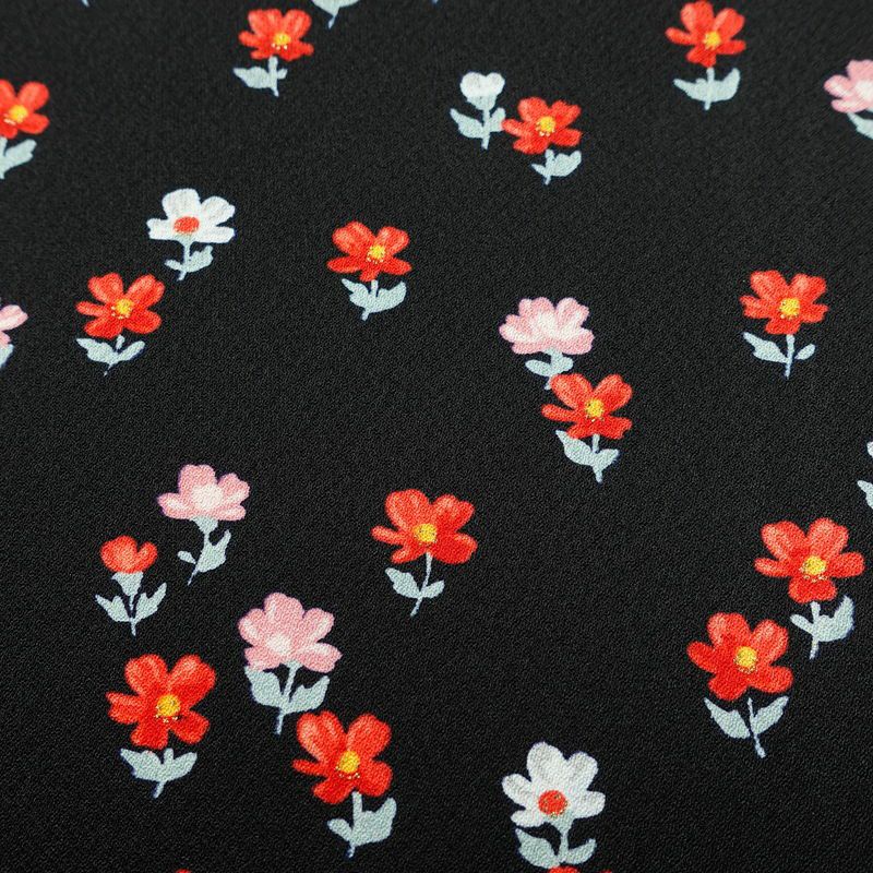 小紋 付下小紋 良品 しつけ糸付き 正絹 花柄 袷仕立て 身丈161cm 裄丈63cm 着物 黒_画像7