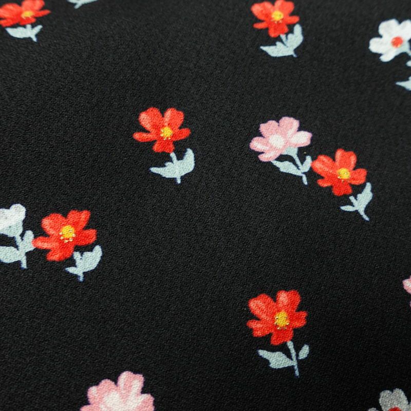 小紋 付下小紋 良品 しつけ糸付き 正絹 花柄 袷仕立て 身丈161cm 裄丈63cm 着物 黒_画像8